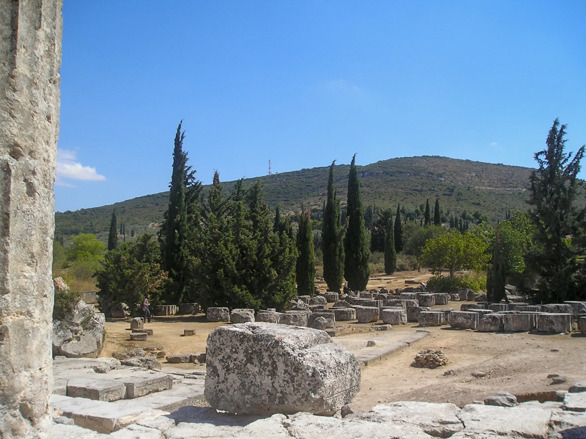 Doric columns of the Temple of Zeus at ancient Nemea, Greece